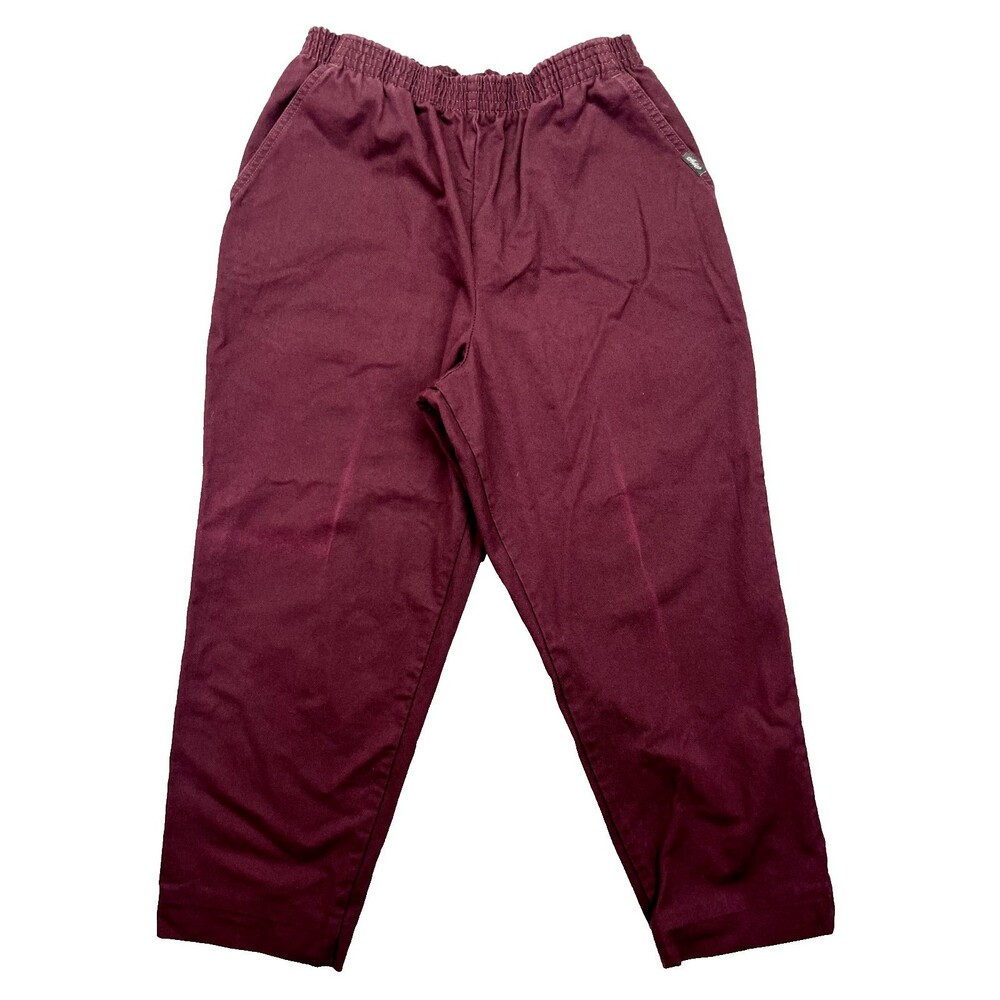 Eddie Bauer Womens Pants Dark Maroon High Rise Pull On Ankle Stretch 14P Altered
